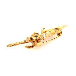 Pre Owned 9ct Gem Set Leopard Brooch ZU115